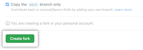 Create fork button